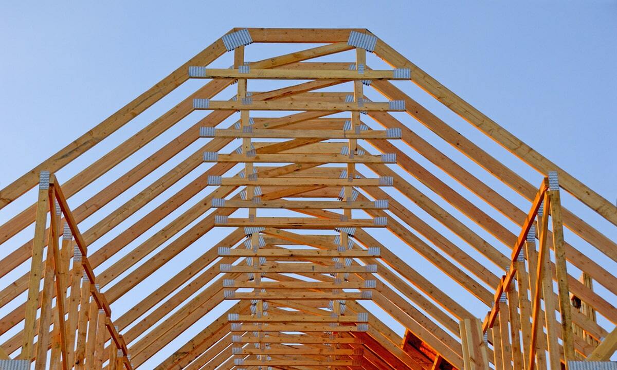 「屋根の小屋組の工事終了時」の写真